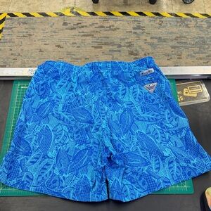 Columbia Blue Printed Men's Swim Trunks